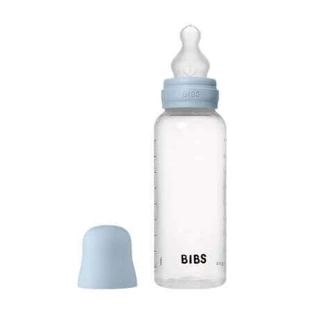 Комплект 270 мл бутылочка против колик с силиконовой соской со средним потоком, Baby Blue, нагрудники