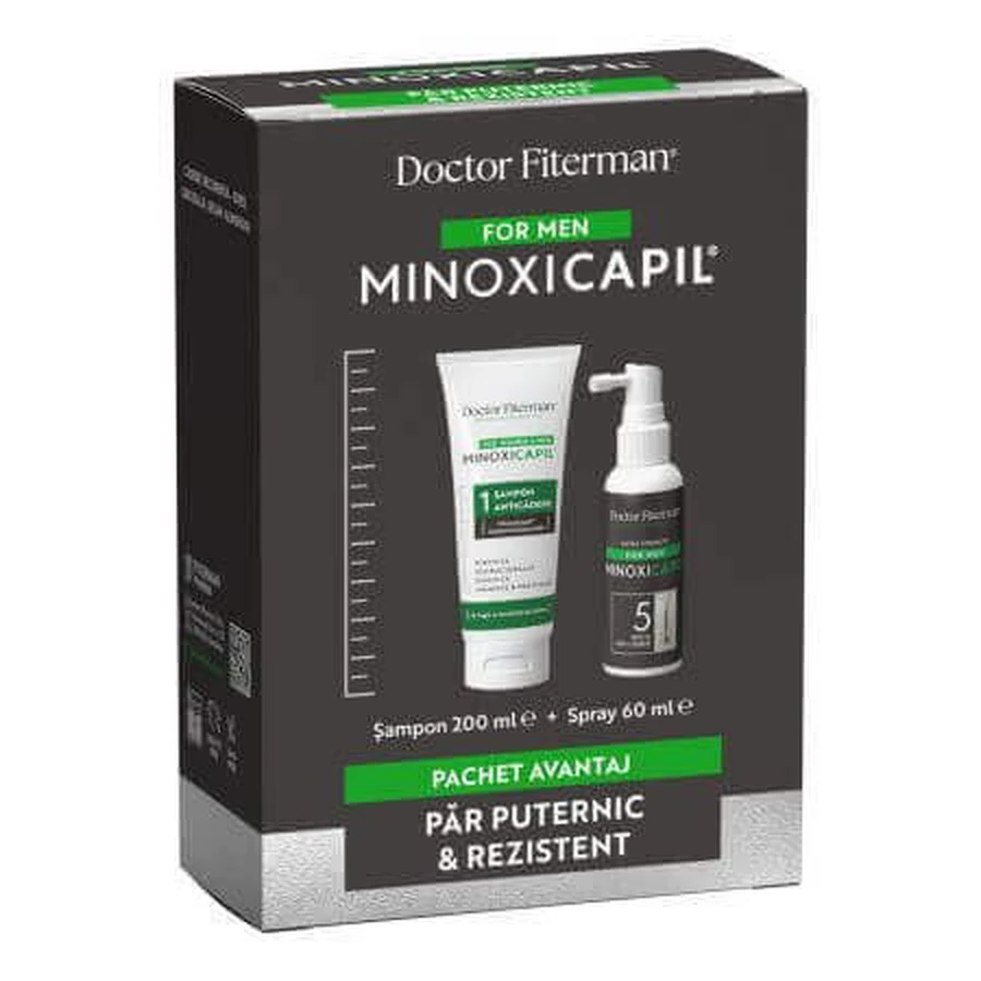 Мужской набор для сильных и устойчивых волос Minoxicapil, 60 мл + 200 мл, Doctor Fiterman: цены и характеристики