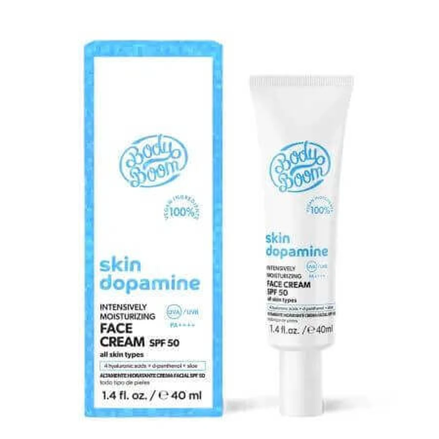 Зволожуючий крем для шкіри з дофаміном SPF 50, 40 мл, BodyBoom: ціни та характеристики