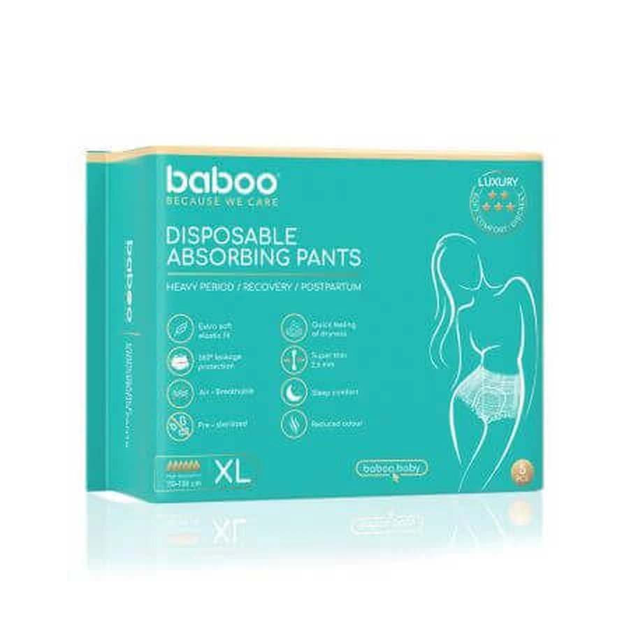 Набор одноразовых впитывающих трусиков, размер XL, 5 штук, Baboo: цены и характеристики