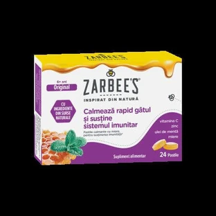 Пастилки от кашля и боли в горле, от 6 лет, 24 штуки, Zarbee's