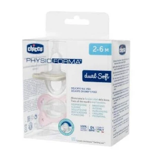 Анатомічна соска PhysioForma Dual Soft, рожева, 2-6 місяців, 2 штуки, Chicco