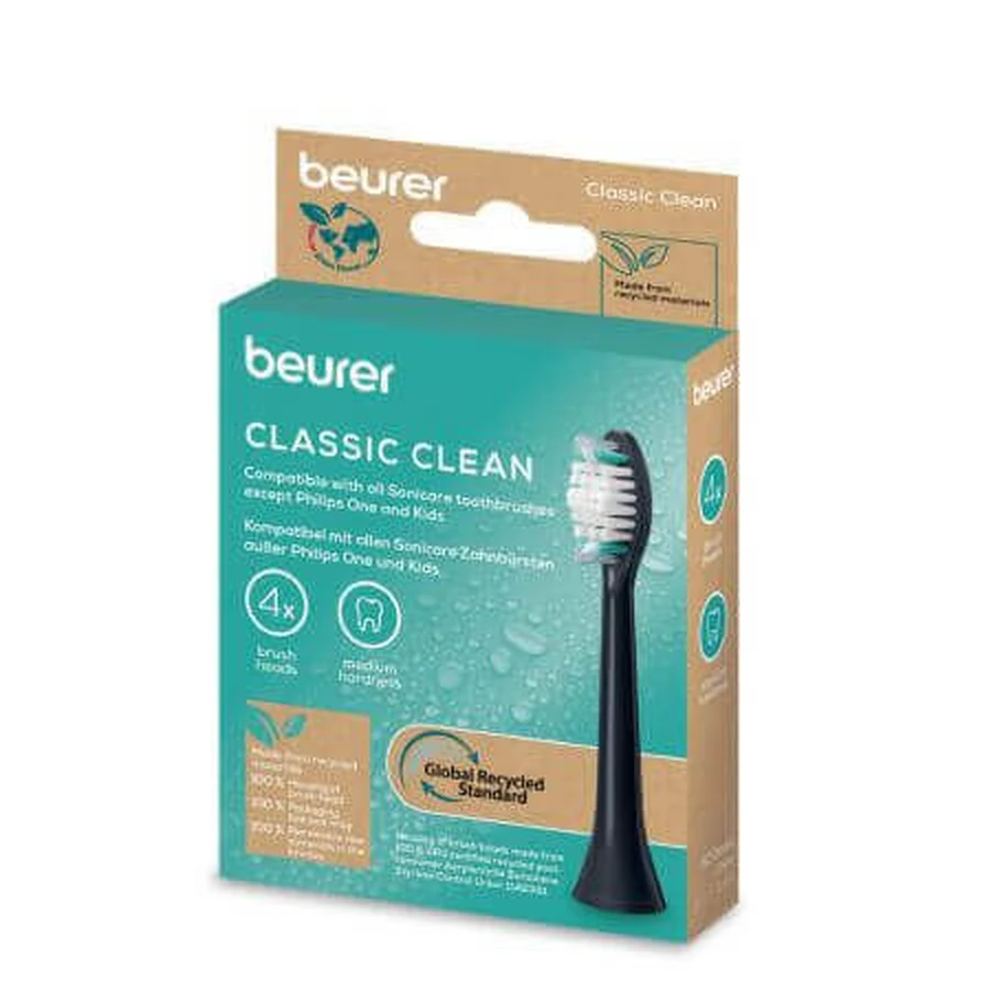Насадки для звукової електричної зубної щітки Classic Clean, 4 штуки, Beurer: ціни та характеристики