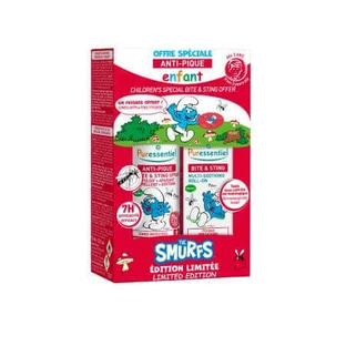 Детский набор против проливаний с успокаивающим спреем и роллером Smurfs Edition, 3 года +, 75 мл + 5 мл, Puressential