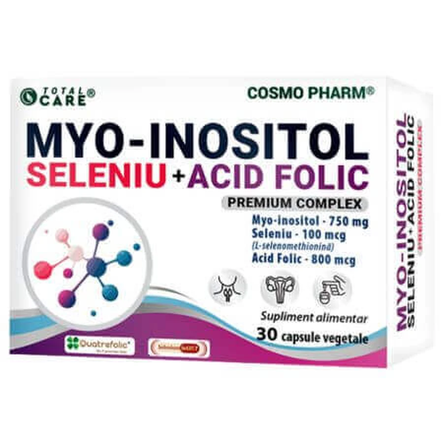 Міо-інозитол + селен + фолієва кислота Преміум комплекс Cosmo Pharm, 30 вегетаріанських капсул: ціни та характеристики