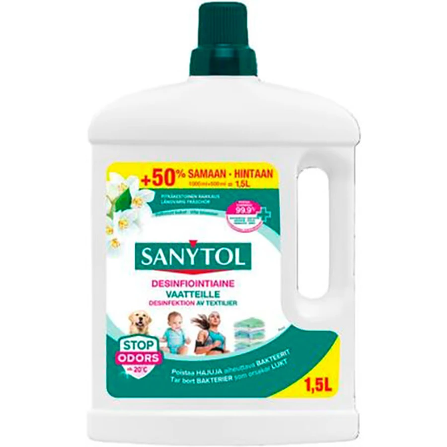 Средство Sanytol White Flowers для дезинфекции тканей, 1200+300 мл: цены и характеристики