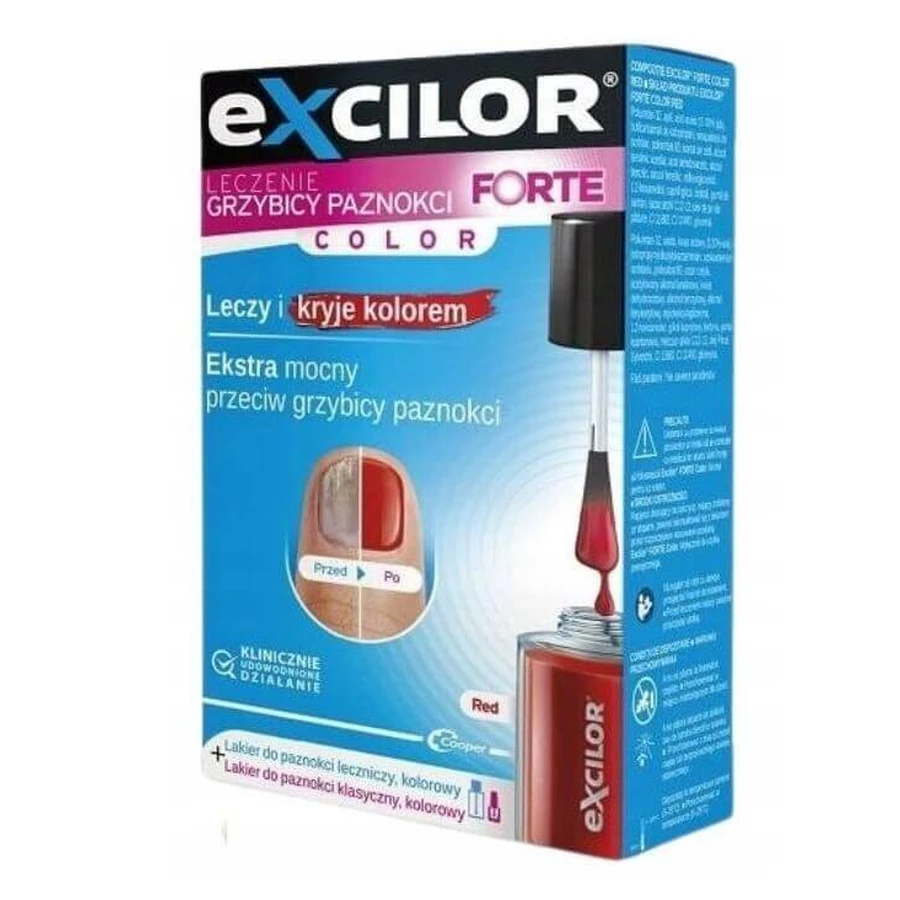 Excilor Forte Color червоний лак для нігтів, 30 мл + 8 мл: ціни та характеристики