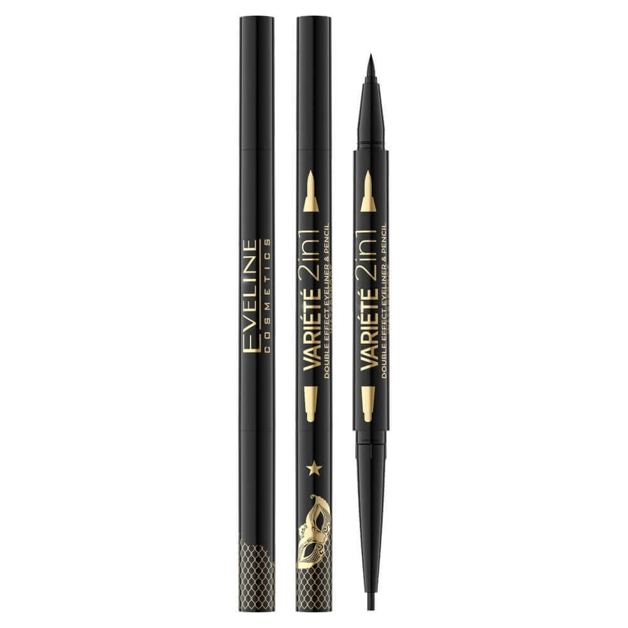 Eveline Cosmetics Variete Підводка для очей і олівець для очей 2-в-1 ультрачорний: ціни та характеристики
