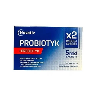Novativ Пробіотик + пребіотик 5 мільярдів бактерій, 20 капсул