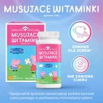 Вітаміни ігристі Peppa Pig, апельсиновий смак, від 3 років, 60 пастилок + Льодяник вітамінний без цукру Peppa Pig, полуничний смак, 8 г без цукру: ціни та характеристики