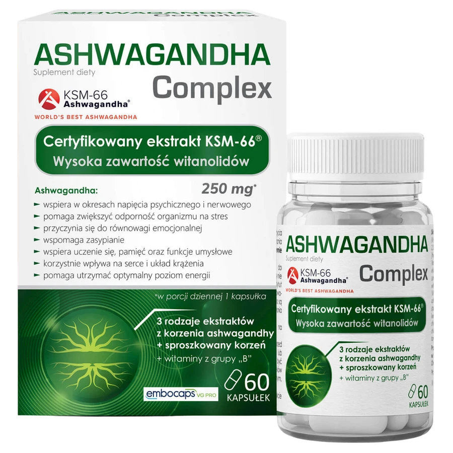 Комплекс Ашвагандха, 60 капсул + хелатний магній + вітамін В6, 60 таблеток безкоштовно: ціни та характеристики