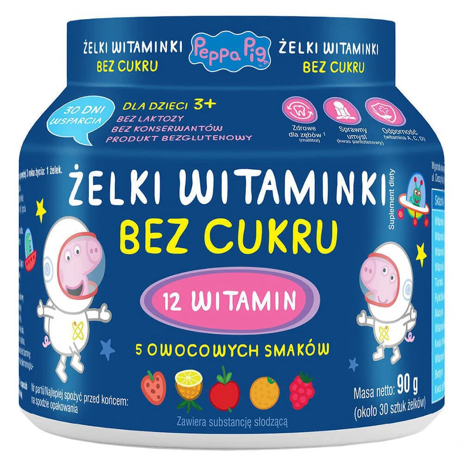 Витаминное желе без сахара, Свинка Пеппа, фруктовый вкус, с 3 лет, 90 г + Витаминный леденец без сахара, Свинка Пеппа, клубничный вкус, с 3 лет, 8 г бесплатно: цены и характеристики