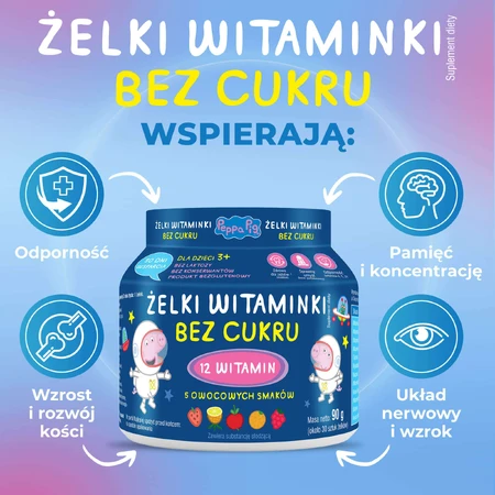 Витаминное желе без сахара, Свинка Пеппа, фруктовый вкус, с 3 лет, 90 г + Витаминный леденец без сахара, Свинка Пеппа, клубничный вкус, с 3 лет, 8 г бесплатно: цены и характеристики