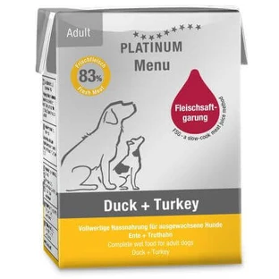Влажный корм с уткой и индейкой для взрослых собак Dog, 185 г, Platinum