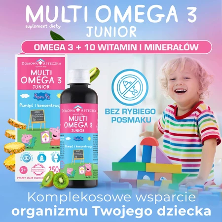 MultiOmega 3 Junior, жидкость для детей старше 3 лет, со вкусом тропических фруктов, 250 мл + Витаминный леденец Свинка Пеппа без сахара, со вкусом клубники, с 3 лет, 8 г бесплатно: цены и характеристики