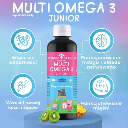 MultiOmega 3 Junior, жидкость для детей старше 3 лет, со вкусом тропических фруктов, 250 мл + Витаминный леденец Свинка Пеппа без сахара, со вкусом клубники, с 3 лет, 8 г бесплатно: цены и характеристики