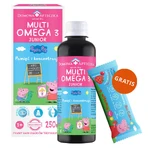 MultiOmega 3 Junior, жидкость для детей старше 3 лет, со вкусом тропических фруктов, 250 мл + Витаминный леденец Свинка Пеппа без сахара, со вкусом клубники, с 3 лет, 8 г бесплатно: цены и характеристики