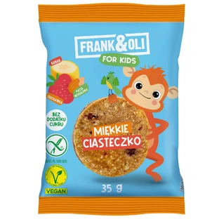 Frank&Oli For Kids, мягкое печенье, миндальная паста, банан и клубника, 35 г
