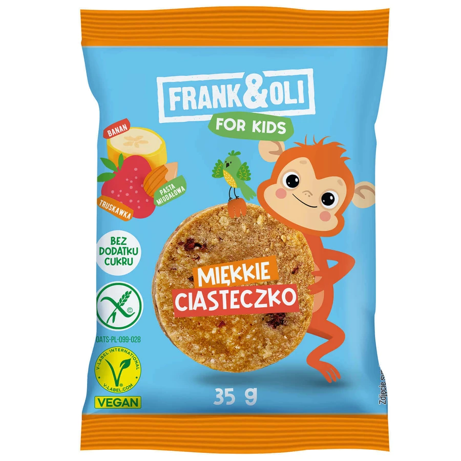 Frank&Oli For Kids, мягкое печенье, миндальная паста, банан и клубника, 35 г: цены и характеристики