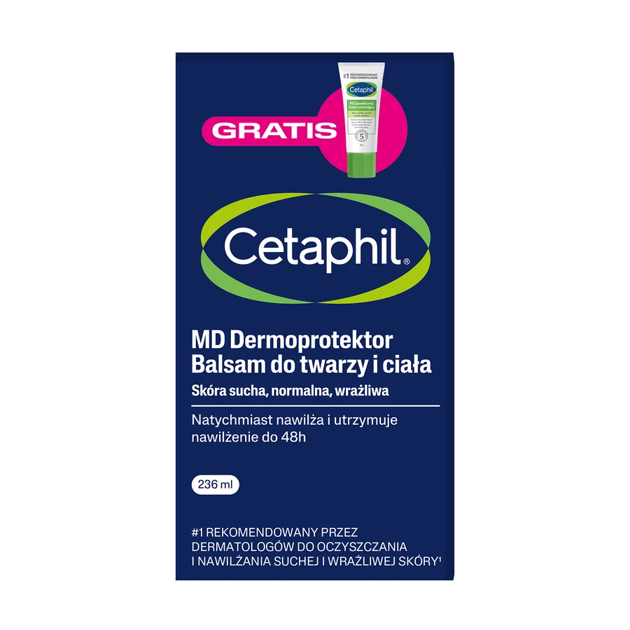 Cetaphil MD Dermoprotector, лосьйон для обличчя та тіла, 236 мл + Cetaphil PS, ліпоактивний зволожуючий крем, міні-продукт, 14 г безкоштовно: ціни та характеристики