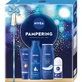 Набір Nivea Pampering, гель для душу, 200 мл + дезодорант, роликовий, 50 мл + молочко для тіла, 250 мл + крем для рук, 100 мл