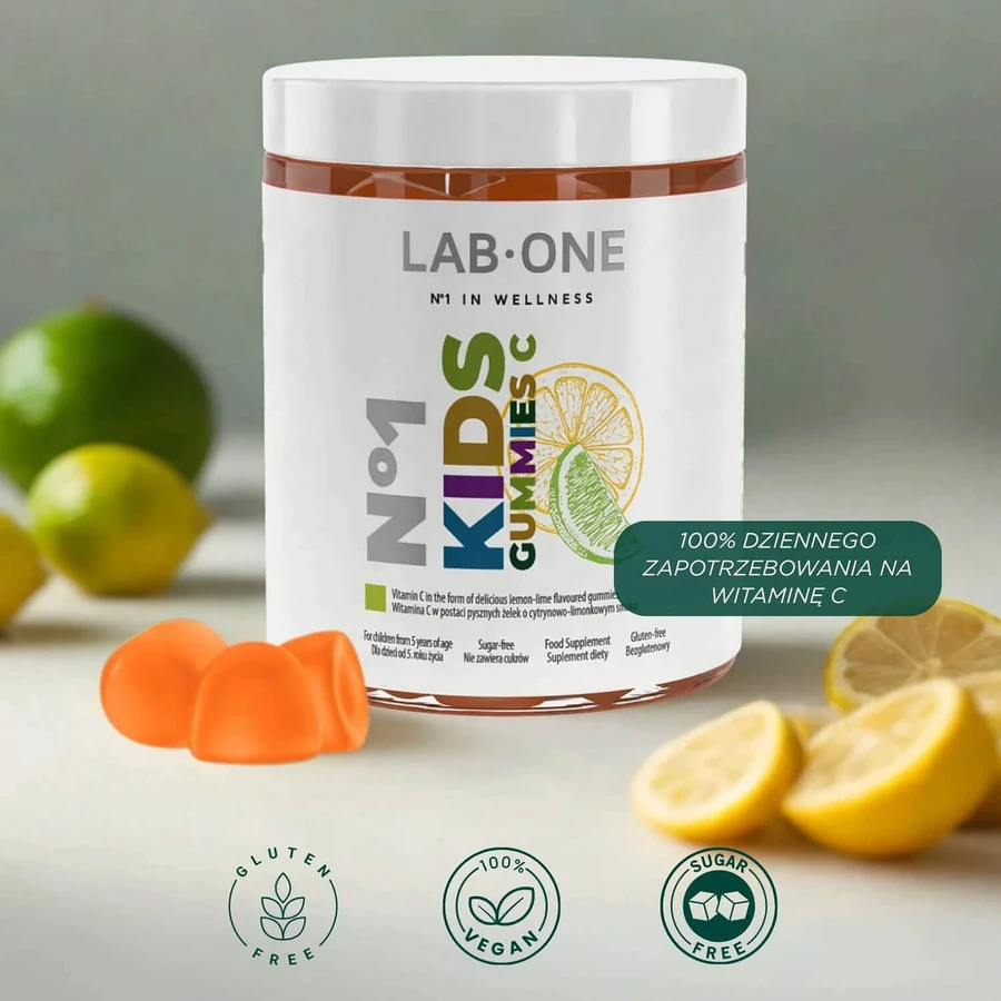 Lab One No 1 KidsGummies C, желейні боби, лимонно-лаймовий смак, 60 шт.: ціни та характеристики