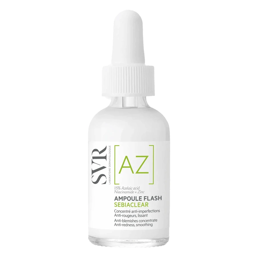 SVR Sebiaclear Ampoule Flash, разглаживающая сыворотка с азелаиновой кислотой, 30 мл + Sebiaclear, гель, 55 мл с косметичкой бесплатно: цены и характеристики