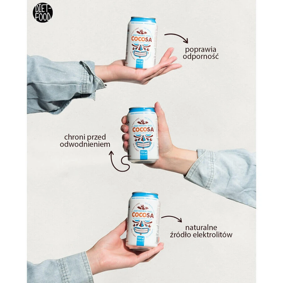 Diet-Food Cocosa Natural Water, кокосова вода, негазована, 330 мл: ціни та характеристики
