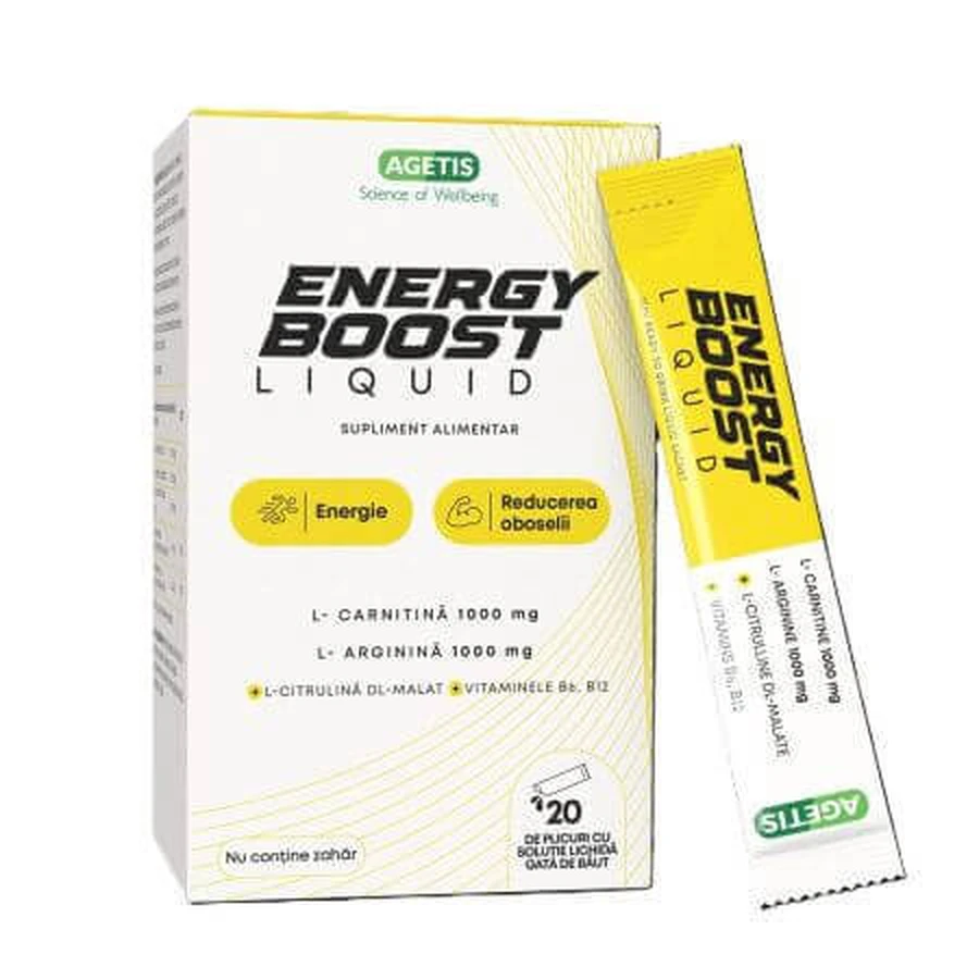 Комплекс аминокислот с витамином B6 и B12 Energy Boost, 20 пакетиков, Agetis: цены и характеристики
