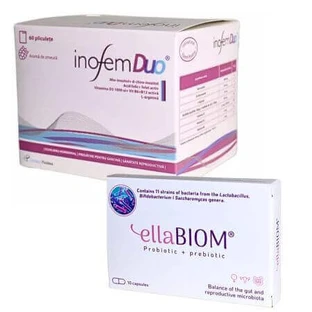 Упаковка Inofem Duo 60 саше + EllaBiom пробиотик + пребиотик 10 капсул, Establo Pharma