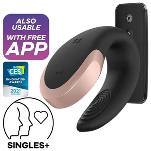 Satisfyer Double Love, вібратор для пар з керуванням через додаток, чорний, 1 шт.