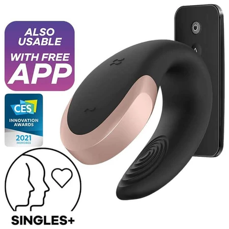 Satisfyer Double Love, вібратор для пар з керуванням через додаток, чорний, 1 шт.: ціни та характеристики
