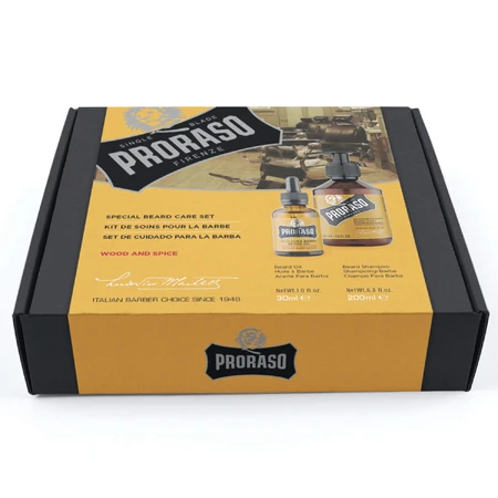Набір Proraso Vintage, косметика для бороди, Дерево і спеції, олія, 30 мл + шампунь, 200 мл: ціни та характеристики