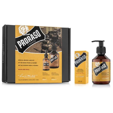 Набір Proraso Vintage, косметика для бороди, Дерево і спеції, олія, 30 мл + шампунь, 200 мл: ціни та характеристики