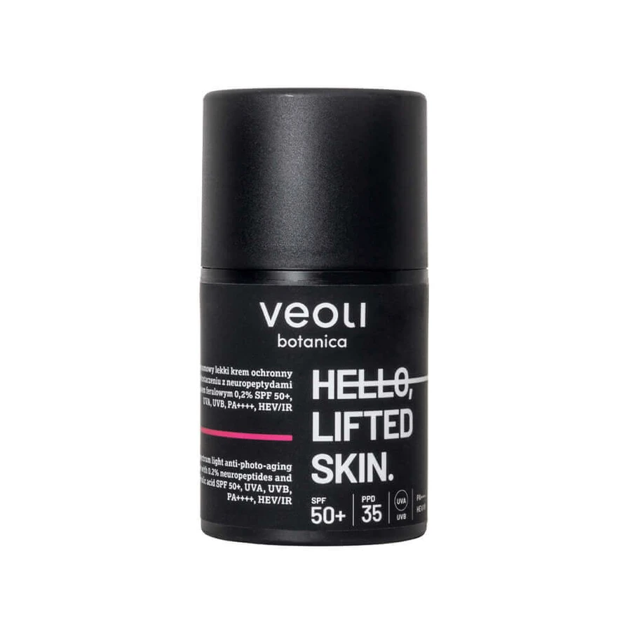 Veoli Botanica Hello, Підтягнута шкіра, крем широкого спектру дії зі світловим захистом від фотостаріння, для шкіри з ознаками старіння, SPF 50+, 50 мл: ціни та характеристики