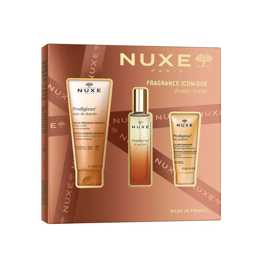 Набор Nuxe Prodigieuse, духи, 30 мл + масло для душа с золотыми частицами, 100 мл + парфюмированное молочко для тела, 30 мл: цены и характеристики