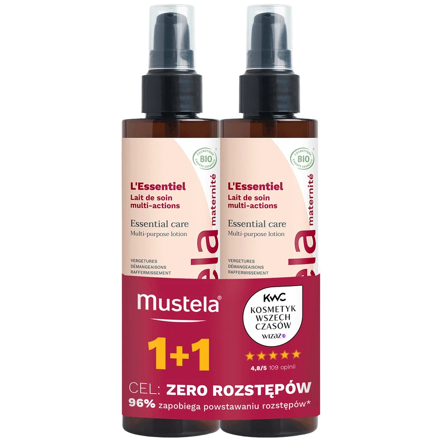 Набір Mustela Maternite Essential Care, багатофункціональне молочко для тіла, для вагітних та післяпологових жінок, 200 мл + 200 мл безкоштовно: ціни та характеристики