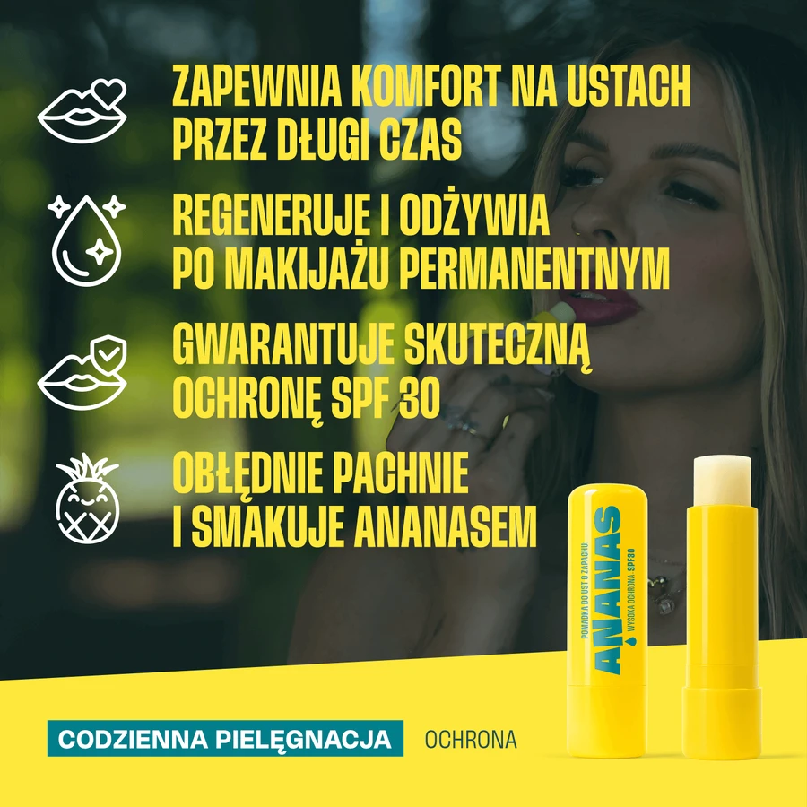 Neba, Помада для губ захисна, SPF 30, ананас, 5 г: ціни та характеристики