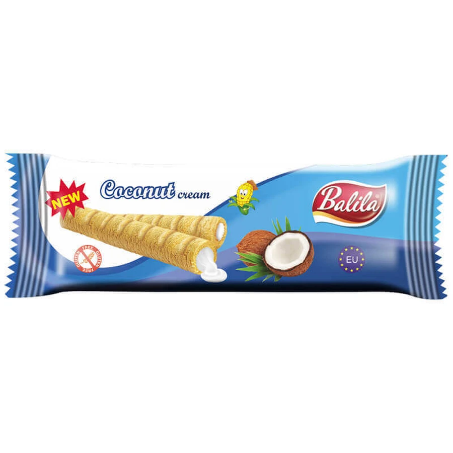 Balila, кремовые маисовые трубочки со вкусом кокоса, без глютена, 18 г: цены и характеристики