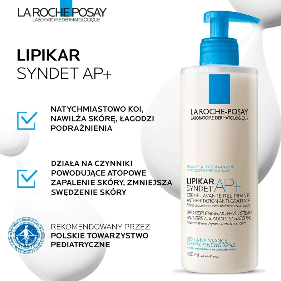Набір La Roche-Posay Lipikar Syndet AP+, крем для вмивання з поповненням ліпідів, від народження, 400 мл + дозатор, 400 мл + безкоштовна упаковка: ціни та характеристики