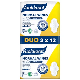 Vuokkoset White, гигиенические салфетки с крылышками, Normal, 2 x 12 шт.
