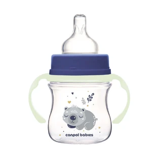 Canpol Babies EasyStart, антиколиковая, бутылочка с широким горлышком, Sleepy Koala, голубая, с рождения, 120 мл