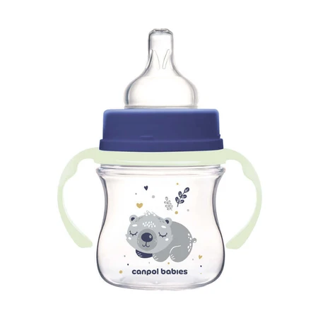 Canpol Babies EasyStart, пляшечка проти кольок, з широким горлом, Сонна коала, синя, від народження, 120 мл: ціни та характеристики