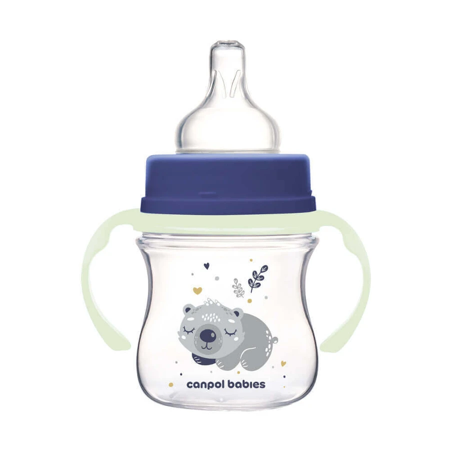 Canpol Babies EasyStart, пляшечка проти кольок, з широким горлом, Сонна коала, синя, від народження, 120 мл: ціни та характеристики