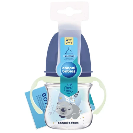 Canpol Babies EasyStart, пляшечка проти кольок, з широким горлом, Сонна коала, синя, від народження, 120 мл: ціни та характеристики