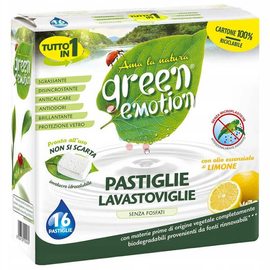Green Emotion, таблетки для посудомийної машини, органічні, лимон, 16 шт.: ціни та характеристики