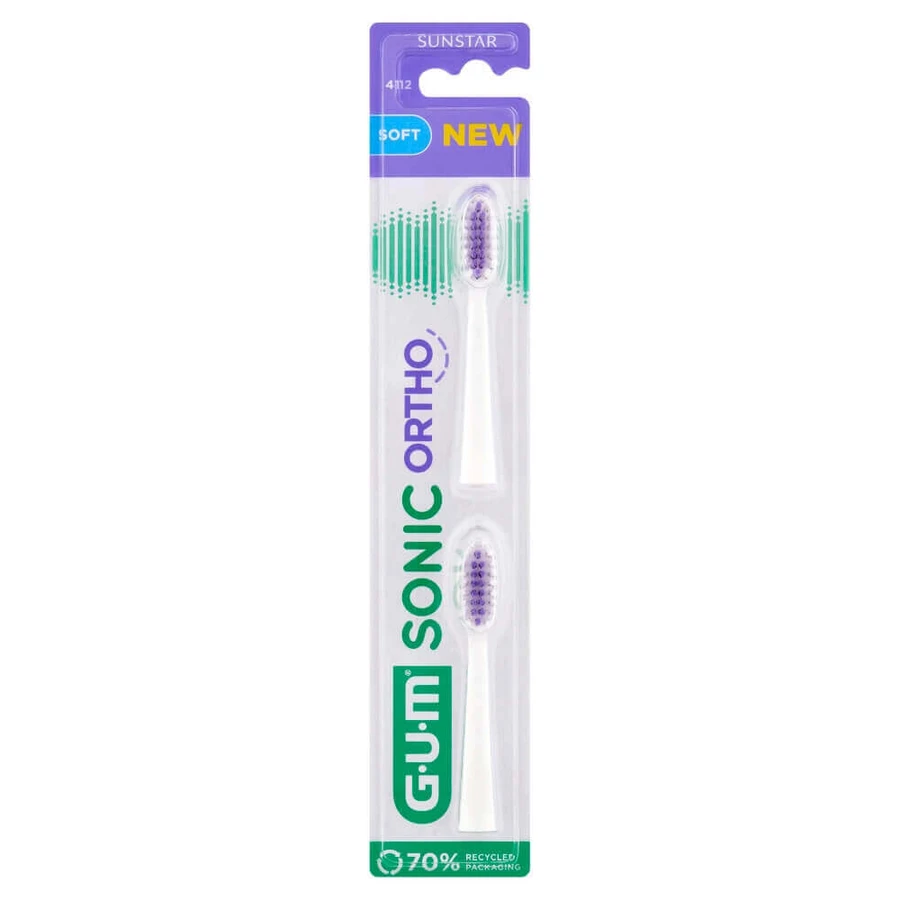 GUM Sonic Ortho, сменные насадки для зубной щетки sonic, 2 штуки: цены и характеристики