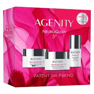Набор Agenity 5° NeuroGlow 2025, моделирующий омолаживающий дневной крем, SPF 20, 50 мл + восстанавливающий омолаживающий ночной крем, 50 мл + омолаживающий пептидный концентрат, 30 мл