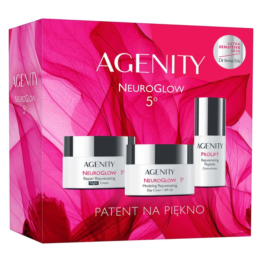 Набор Agenity 5° NeuroGlow 2025, моделирующий омолаживающий дневной крем, SPF 20, 50 мл + восстанавливающий омолаживающий ночной крем, 50 мл + омолаживающий пептидный концентрат, 30 мл: цены и характеристики