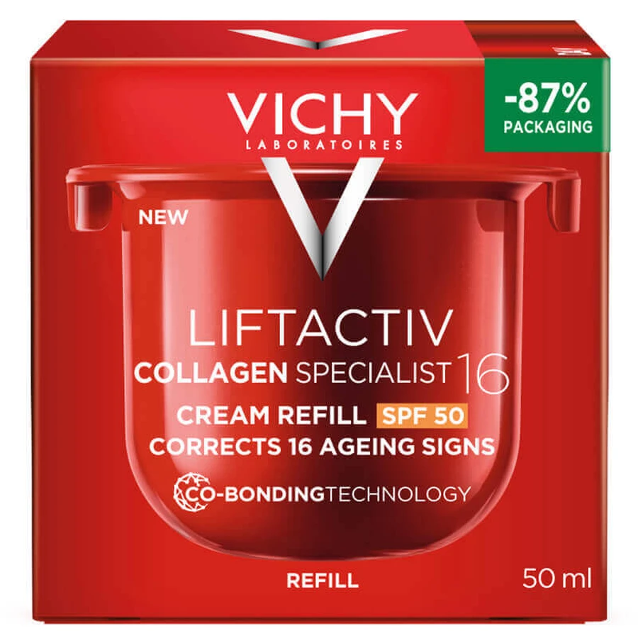 Набір Vichy Liftactiv Collagen Specialist 16, Денний крем, SPF 50, 50 мл + Крем для обличчя, основний, 50 мл + Легкий флюїд SPF 50+, 15 мл + косметичка безкоштовно: ціни та характеристики
